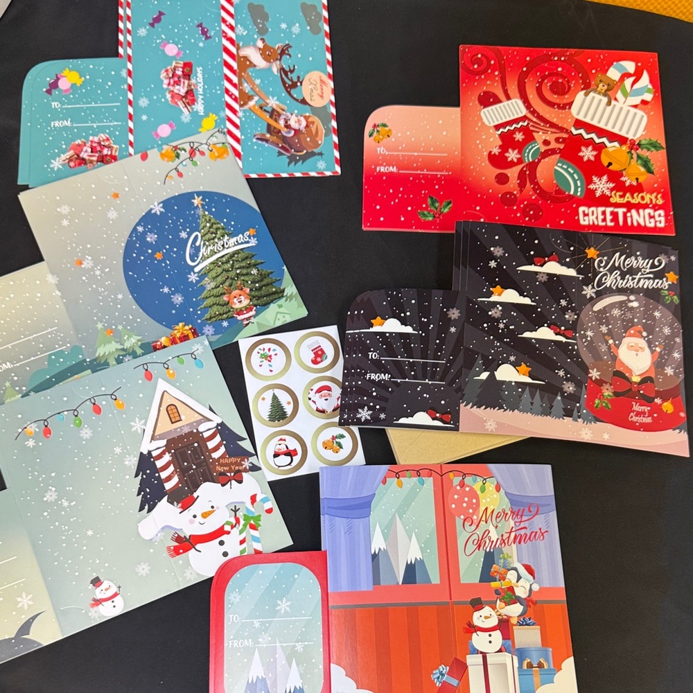 Festive Christmas Card Set 4 of each design 6 designs 24 cards and envelopes new